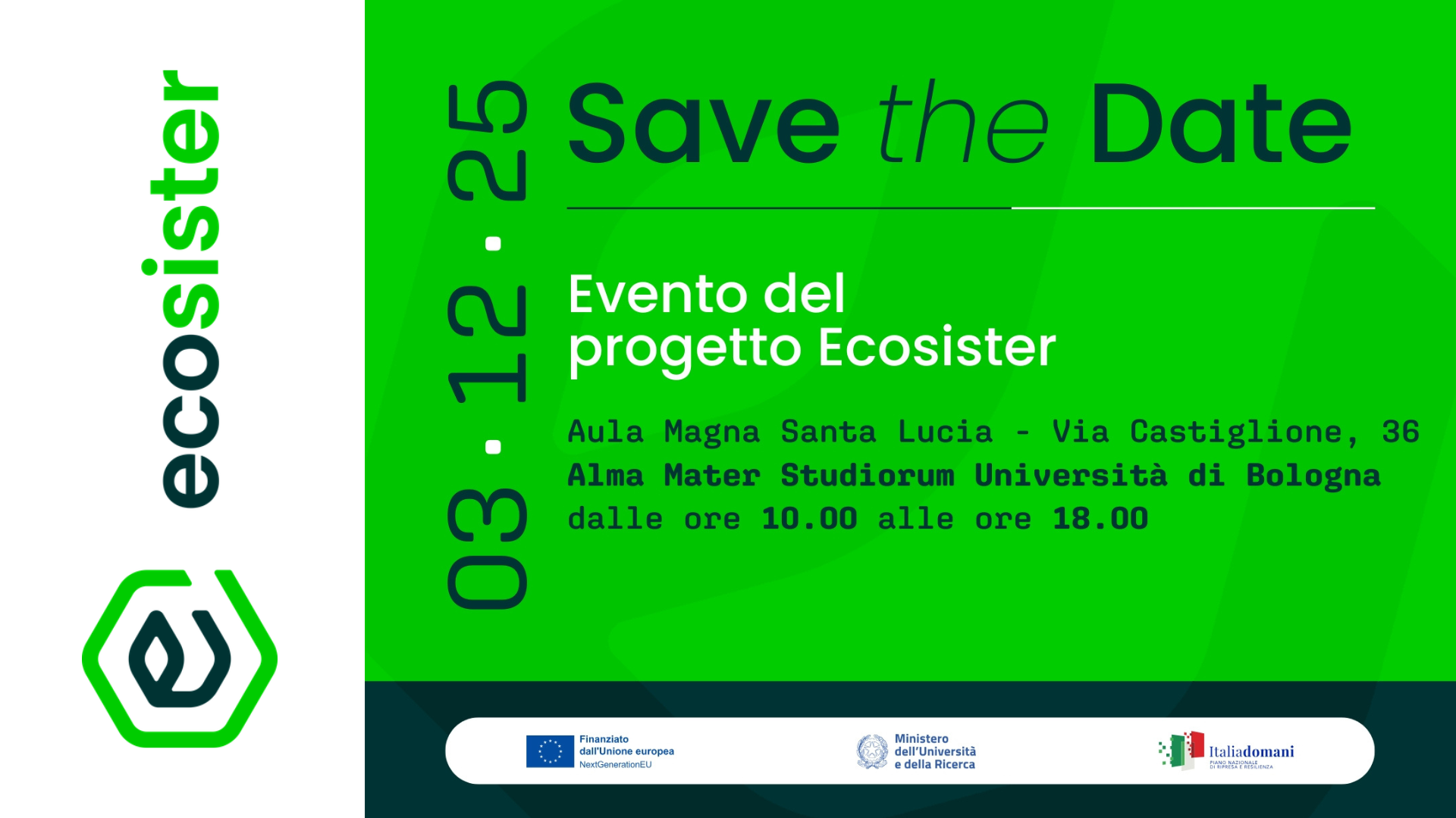 EVENTO | Giornata di presentazione dei risultati del progetto Ecosister