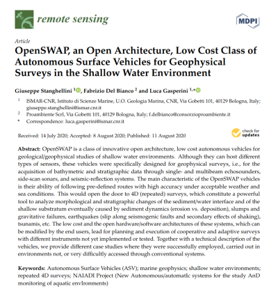 OpenSWAP sulla rivista scientifica Remote Sensing