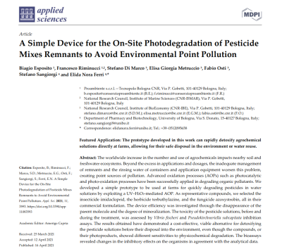 IRRAOP sulla rivista scientifica Applied Sciences